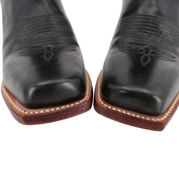 Vintage Justin Cowgirl Womens 7B Black Brown Cowboy Boots Western Square Toe - Picture 15 of 16